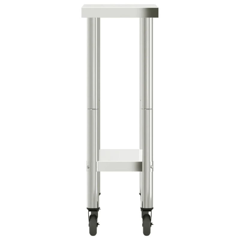 vidaXL virtuves darba galds, riteņi, 55x30x85 cm, nerūsējošs tērauds