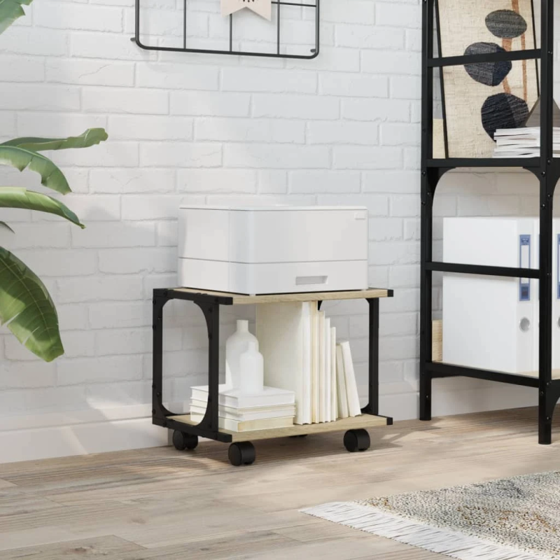 vidaXL printera statīvs, 2 līmeņi, ozola krāsa, 41x28x33,5 cm, koks