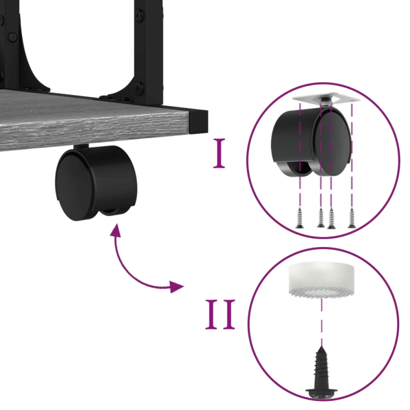 vidaXL printera statīvs, 2 līmeņi, pelēks, 41x28x33,5 cm, koks
