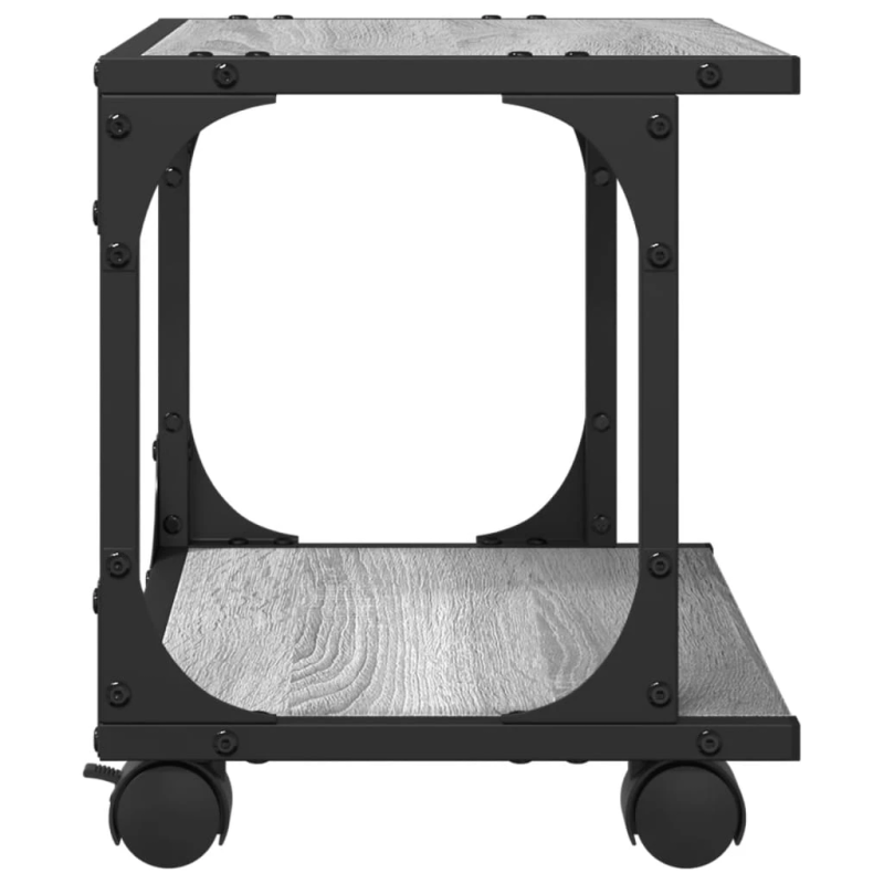 vidaXL printera statīvs, 2 līmeņi, pelēks, 41x28x33,5 cm, koks