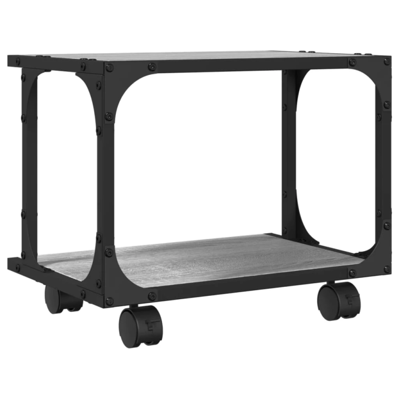 vidaXL printera statīvs, 2 līmeņi, pelēks, 41x28x33,5 cm, koks