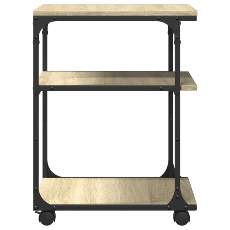 vidaXL printera statīvs, 3 līmeņi, ozola krāsa, 43x48x64 cm, koks