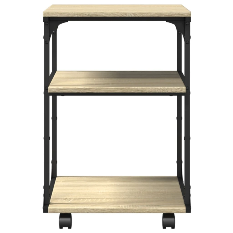 vidaXL printera statīvs, 3 līmeņi, ozola krāsa, 43x48x64 cm, koks