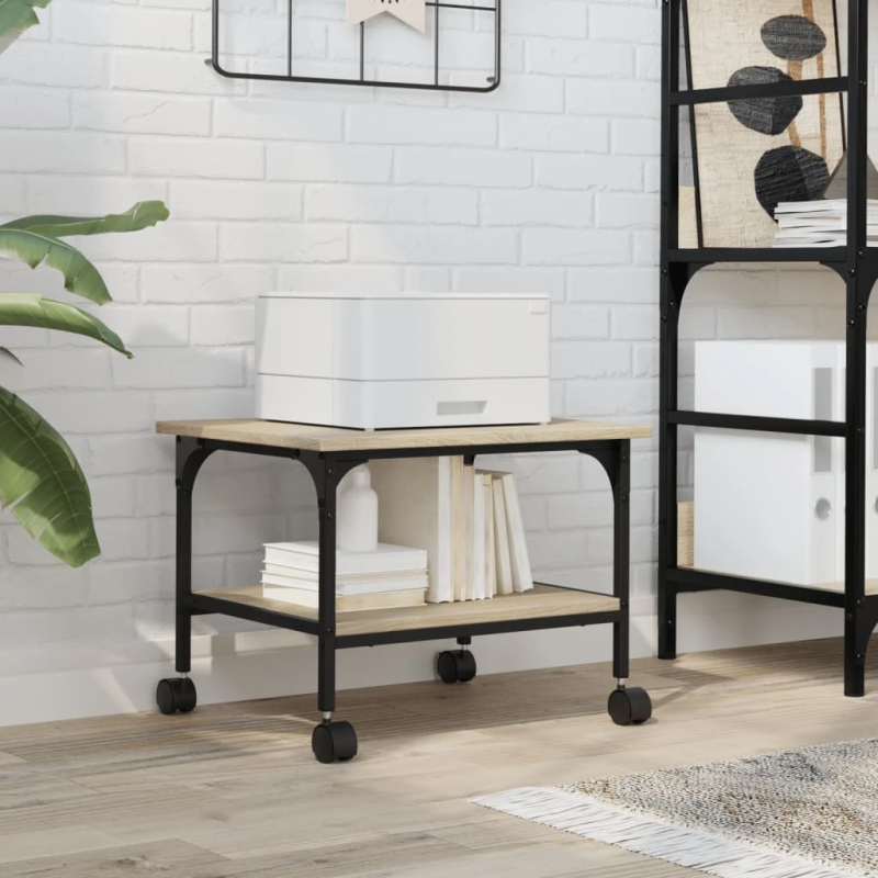 vidaXL printera statīvs, 2 līmeņi, ozola krāsa, 50x40x38 cm, koks