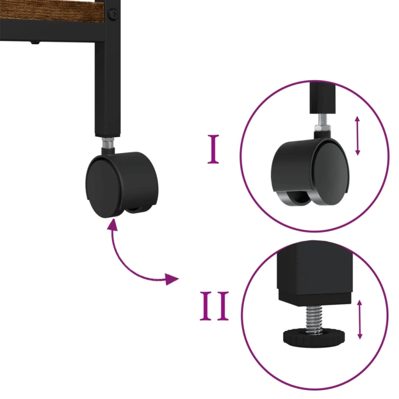 vidaXL printera statīvs, 2 līmeņi, ozola krāsa, 50x40x38 cm, koks