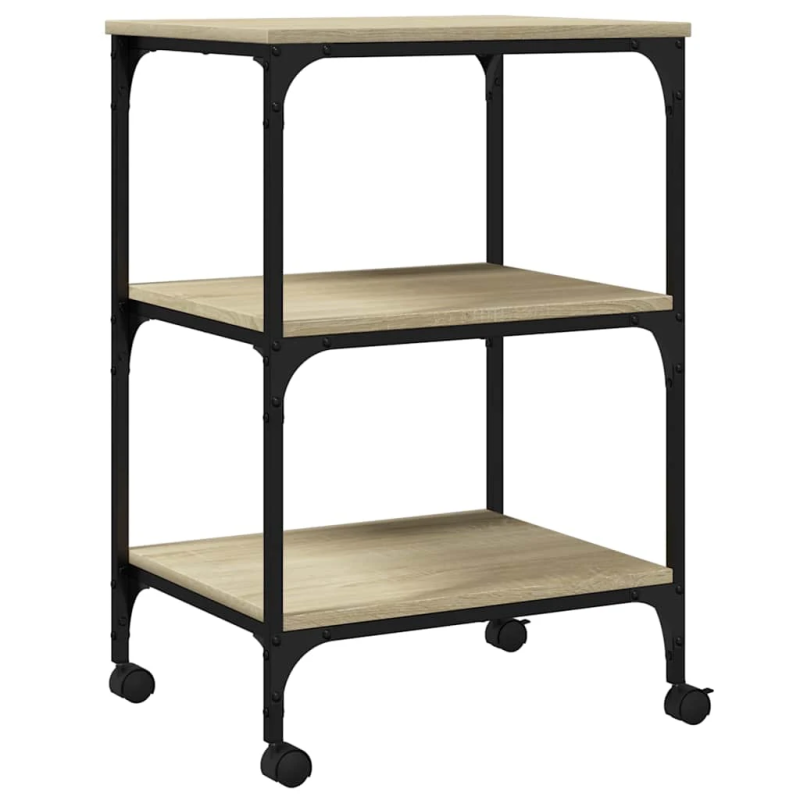 vidaXL printera statīvs, 3 līmeņi, ozola krāsa, 50x41x75 cm, koks