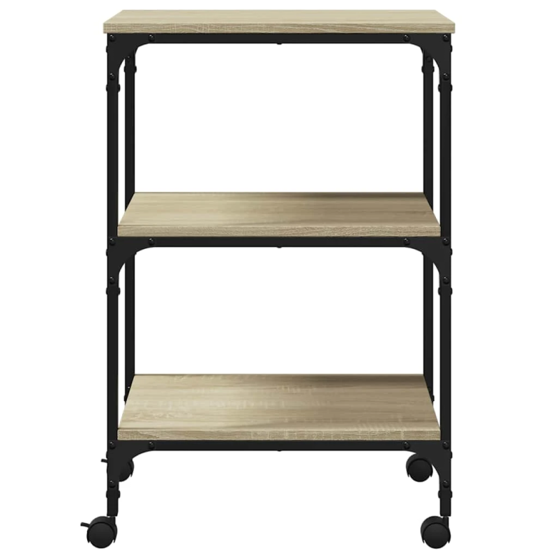 vidaXL printera statīvs, 3 līmeņi, ozola krāsa, 50x41x75 cm, koks