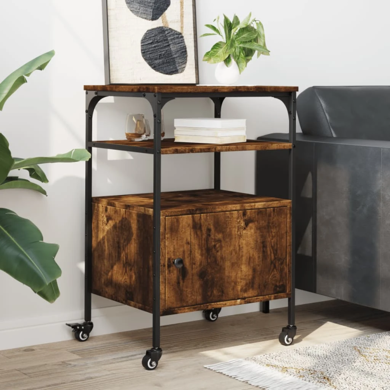 vidaXL printera statīvs, 3 līmeņi, ozola krāsa, 50x40x76 cm, koks