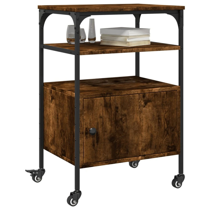 vidaXL printera statīvs, 3 līmeņi, ozola krāsa, 50x40x76 cm, koks