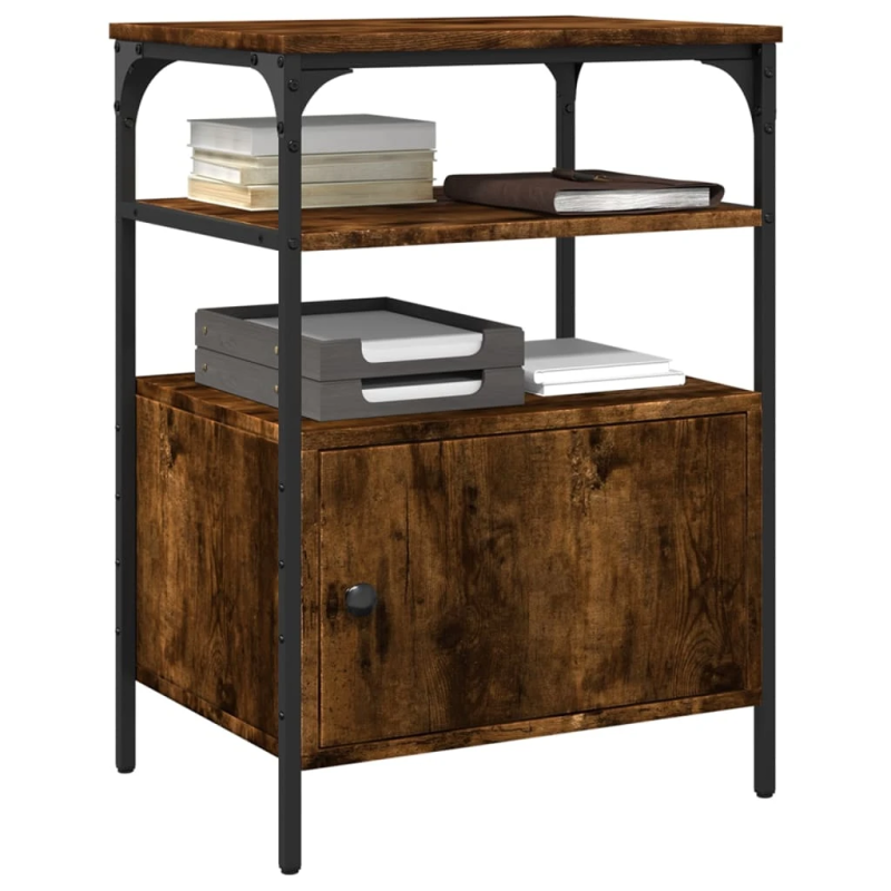 vidaXL printera statīvs, 3 līmeņi, ozola krāsa, 50x40x76 cm, koks