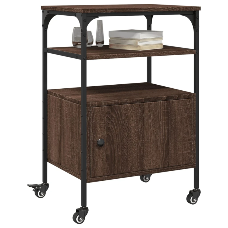 vidaXL printera statīvs, 3 līmeņi, brūns ozols, 50x40x76 cm, koks