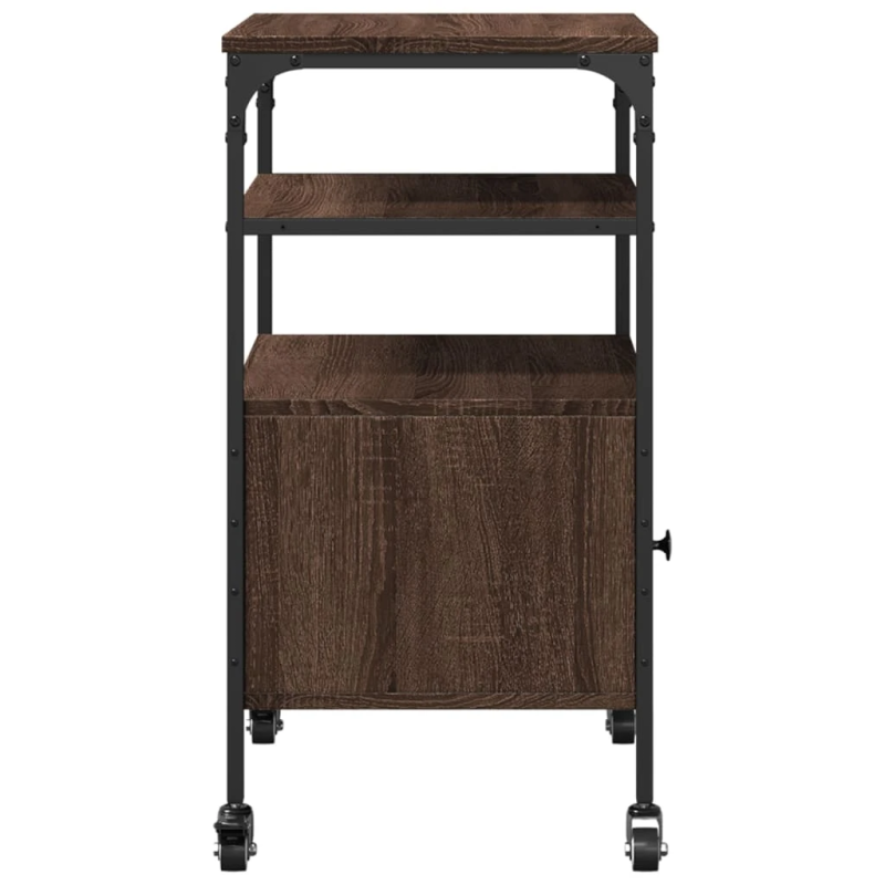 vidaXL printera statīvs, 3 līmeņi, brūns ozols, 50x40x76 cm, koks