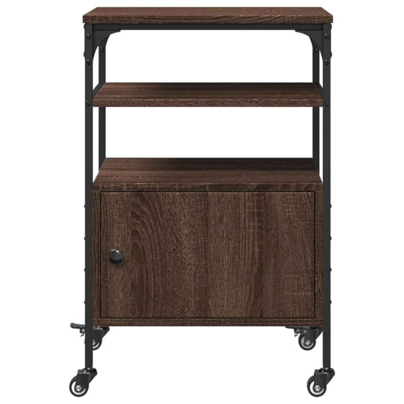 vidaXL printera statīvs, 3 līmeņi, brūns ozols, 50x40x76 cm, koks