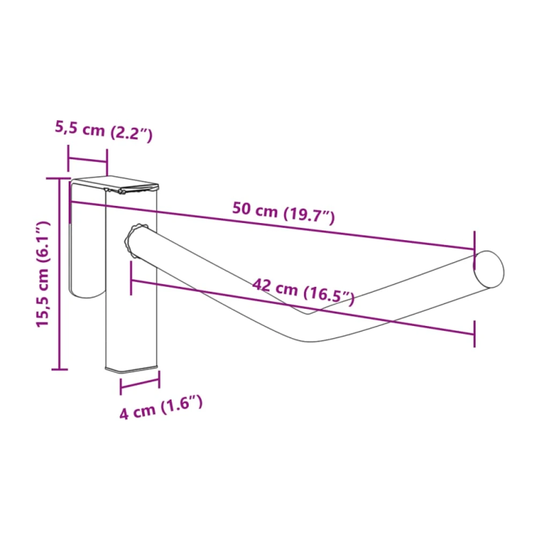 vidaXL seglu statīvs ar atloka āķi, viens balsts, pārnēsājams, melns