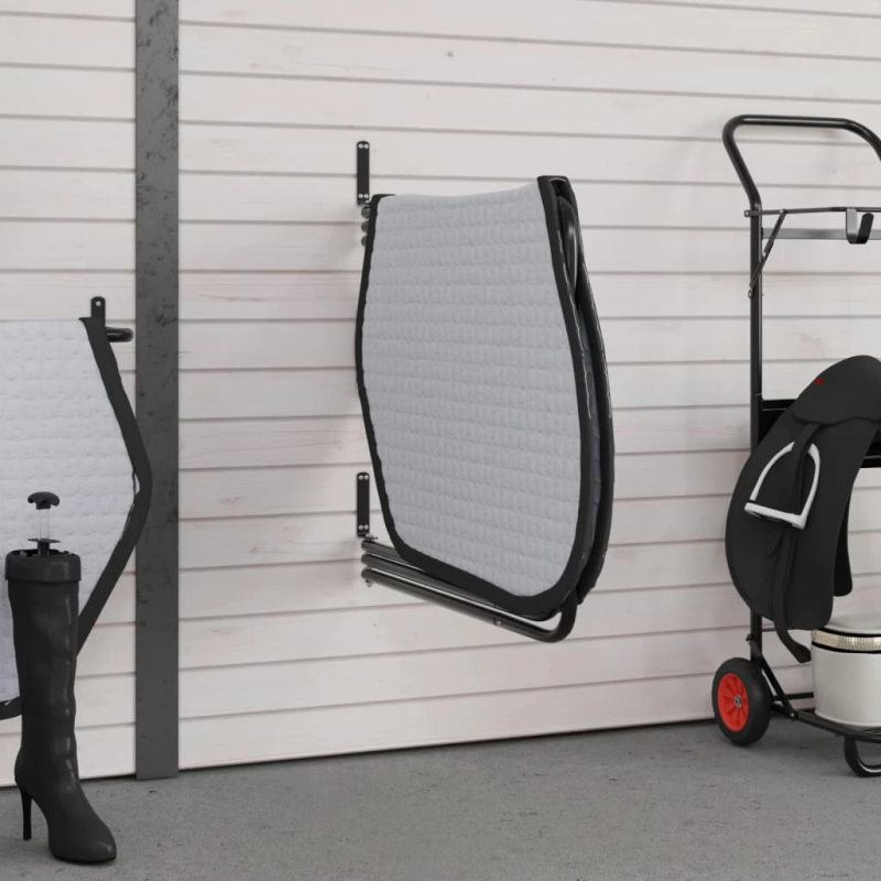 vidaXL seglu paliktņa pakaramais, 3 stieņi, melna dzelzs