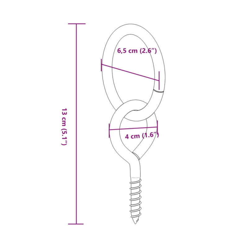 vidaXL gredzeni ar cilpveida skrūvēm, 3 gab., sudraba krāsa, tērauds