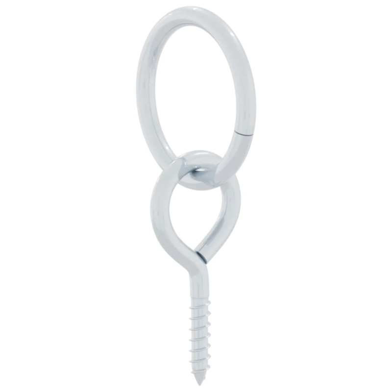 vidaXL gredzeni ar cilpveida skrūvēm, 3 gab., sudraba krāsa, tērauds