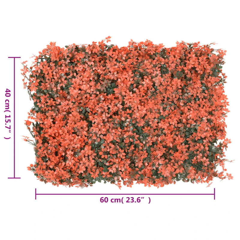 vidaXL mākslīgo kļavas lapu žogs, 24 gab., gaiši sarkans, 40x60 cm