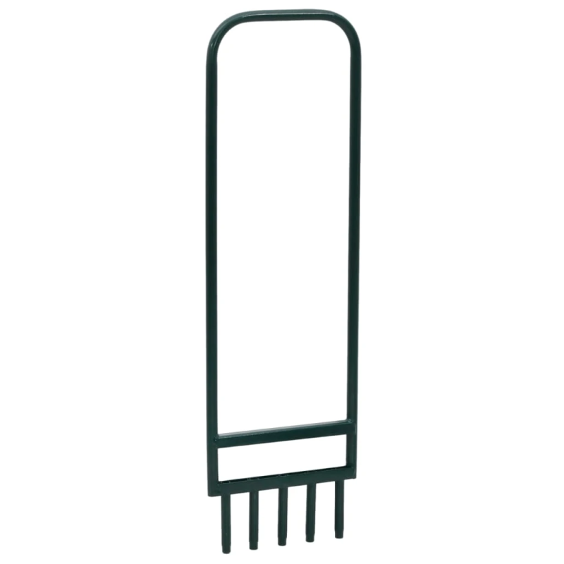 vidaXL zāliena aerators ar 5 zariem, zaļš, pulverkrāsots tērauds