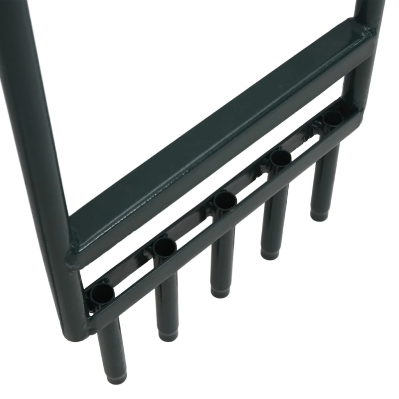 vidaXL zāliena aerators ar 5 zariem, zaļš, pulverkrāsots tērauds