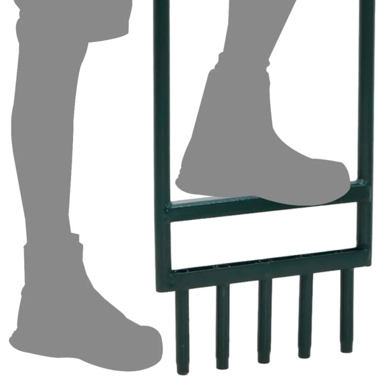 vidaXL zāliena aerators ar 5 zariem, zaļš, pulverkrāsots tērauds