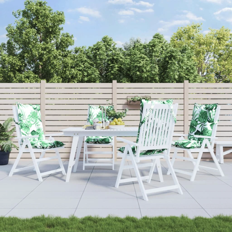 vidaXL krēslu spilveni, 4 gab., lapu apdruka, oksforda audums