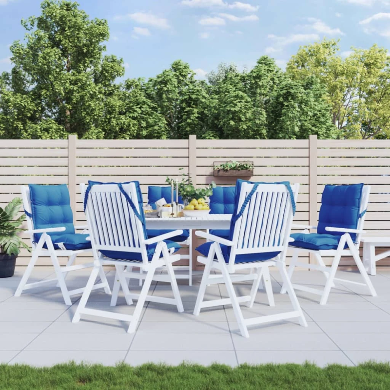 vidaXL dārza krēslu matrači, 6 gab., koši zils oksforda audums