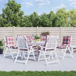 vidaXL dārza krēslu matrači, 6 gab., oksforda audums, sarkani rūtots