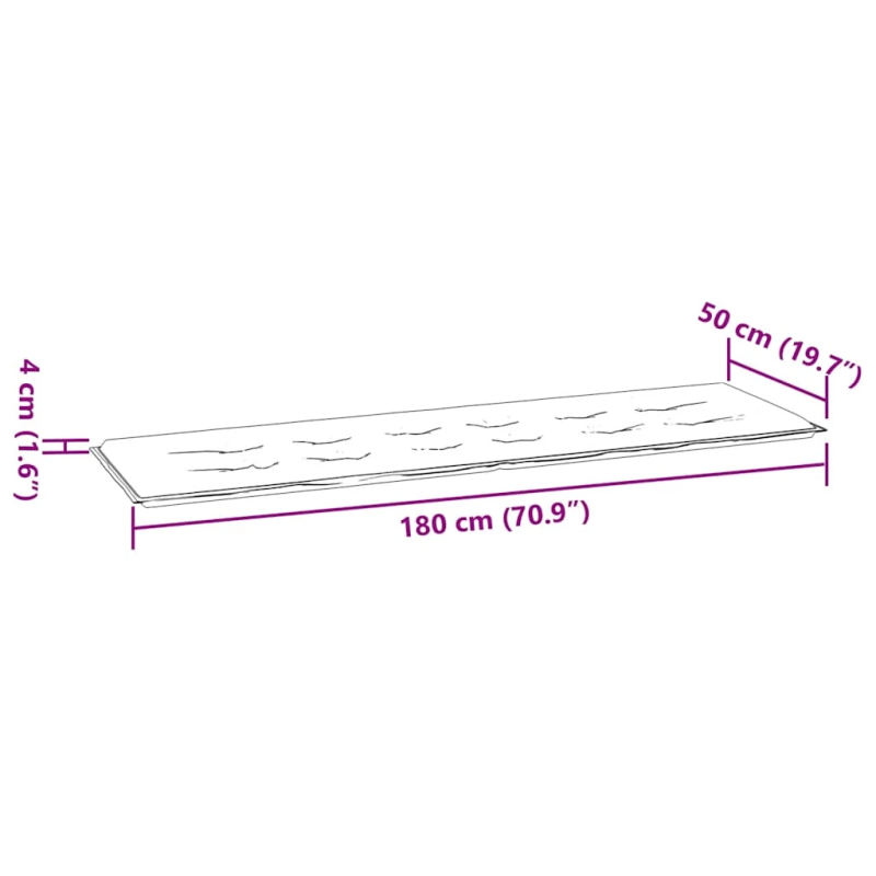 vidaXL dārza sola matracis, 180x50x4 cm, audums, tumši zils