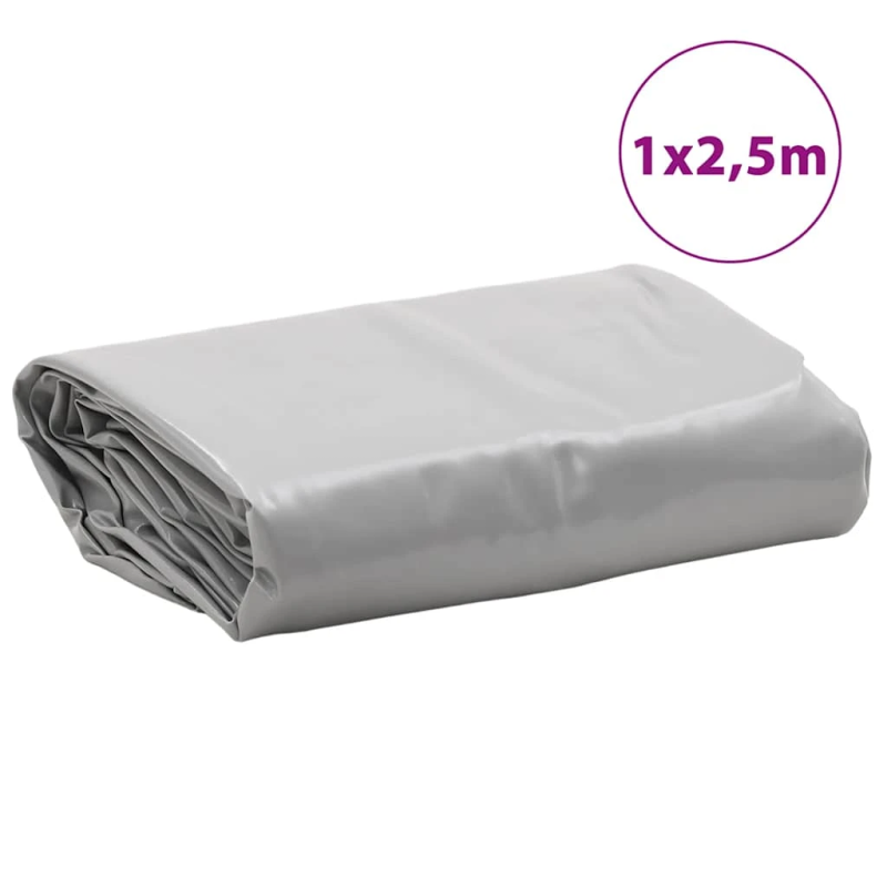 vidaXL brezenta pārklājs, pelēks, 1x2,5 m, 650 g-m²