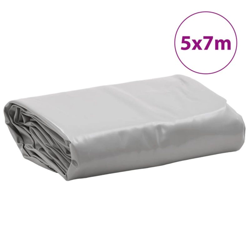 vidaXL brezenta pārklājs, pelēks, 5x7 m, 650 g-m²