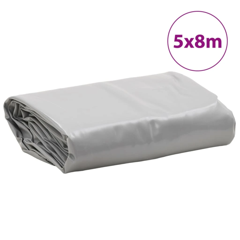 vidaXL brezenta pārklājs, pelēks, 5x8 m, 650 g-m²