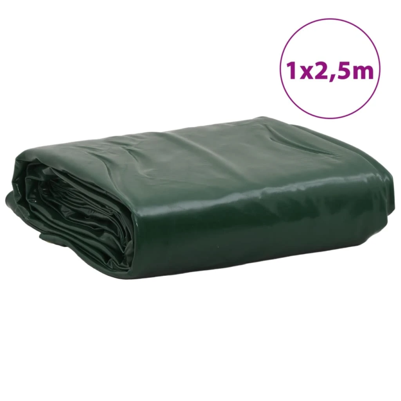 vidaXL brezenta pārklājs, zaļš, 1x2,5 m, 650 g-m²