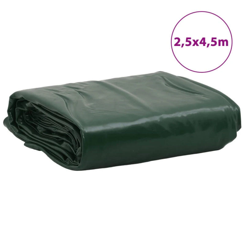 vidaXL brezenta pārklājs, zaļš, 2,5x4,5 m, 650 g-m²
