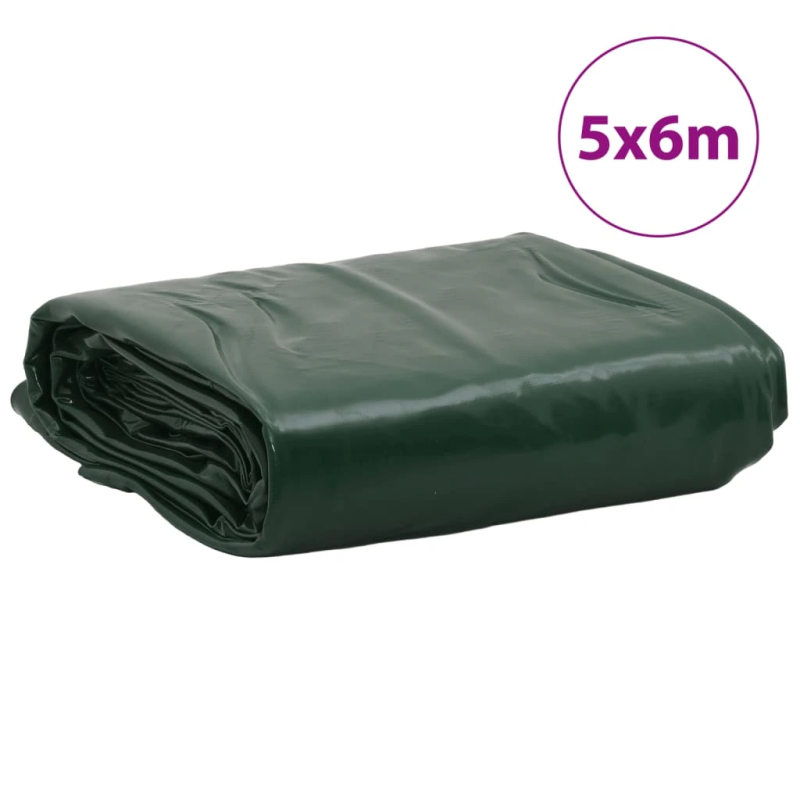 vidaXL brezenta pārklājs, zaļš, 5x6 m, 650 g-m²