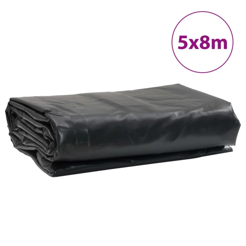 vidaXL brezenta pārklājs, melns, 5x8 m, 650 g-m²