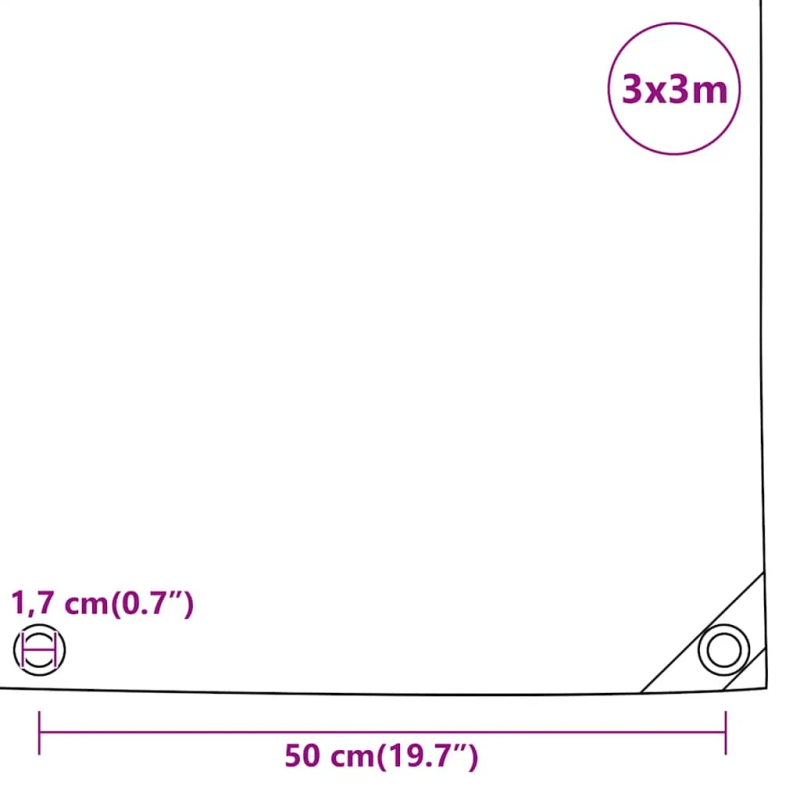 vidaXL brezenta pārklājs, antracītpelēks, 3x3 m, 650 g-m²