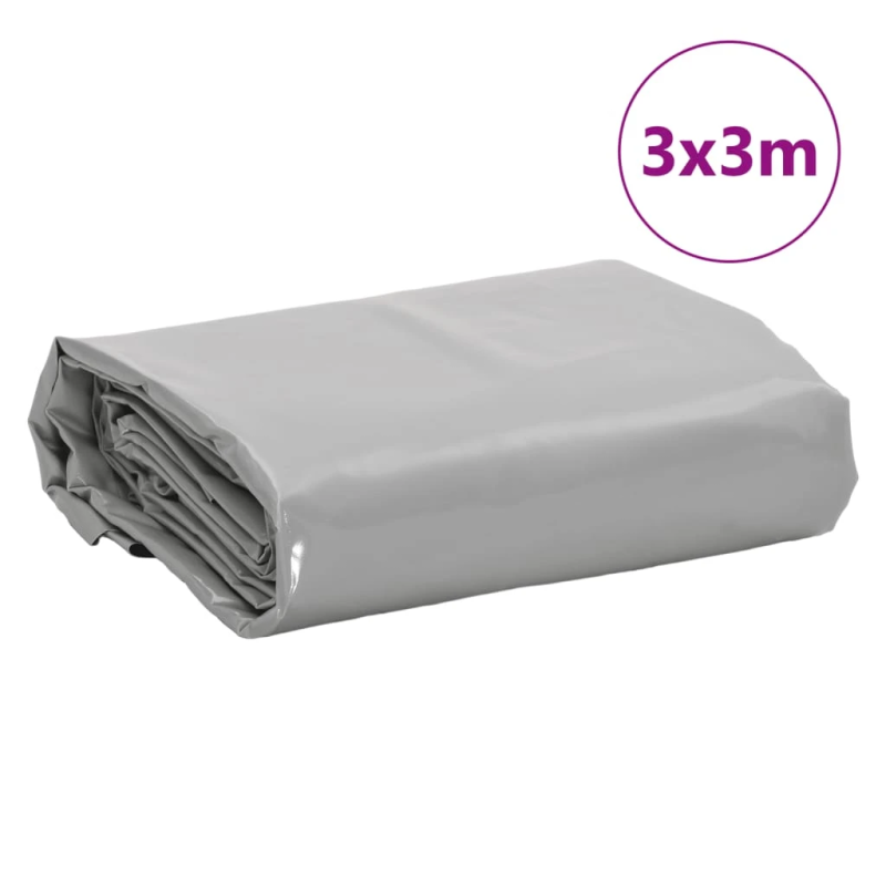 vidaXL brezenta pārklājs, pelēks, 3x3 m, 650 g-m²