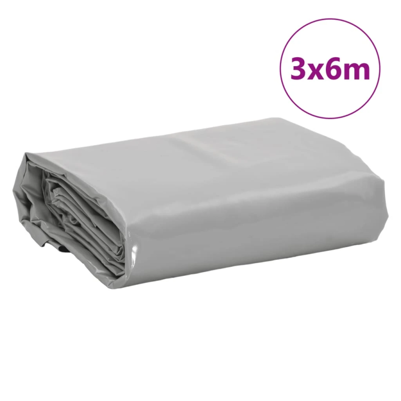 vidaXL brezenta pārklājs, pelēks, 3x6 m, 650 g-m²