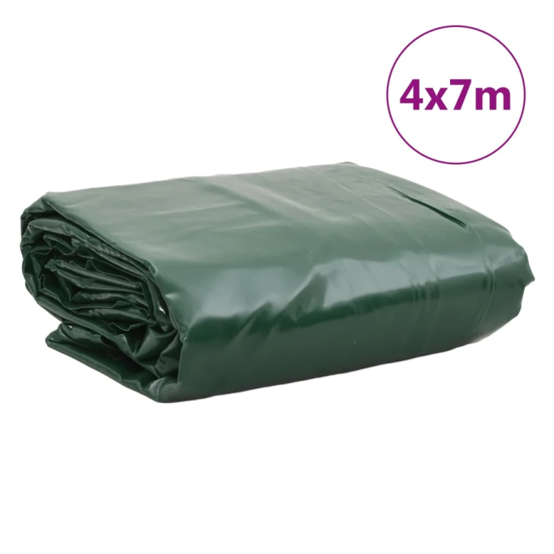 vidaXL brezenta pārklājs, zaļš, 4x7 m, 650 g-m²