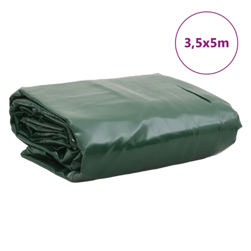 vidaXL brezenta pārklājs, zaļš, 3,5x5 m, 650 g-m²
