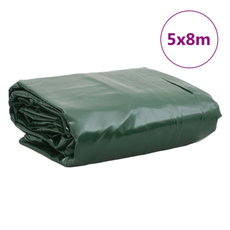 vidaXL brezenta pārklājs, zaļš, 5x8 m, 650 g-m²