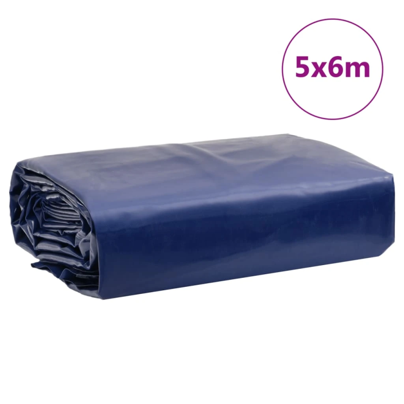 vidaXL brezenta pārklājs, zils, 5x6 m, 650 g-m²