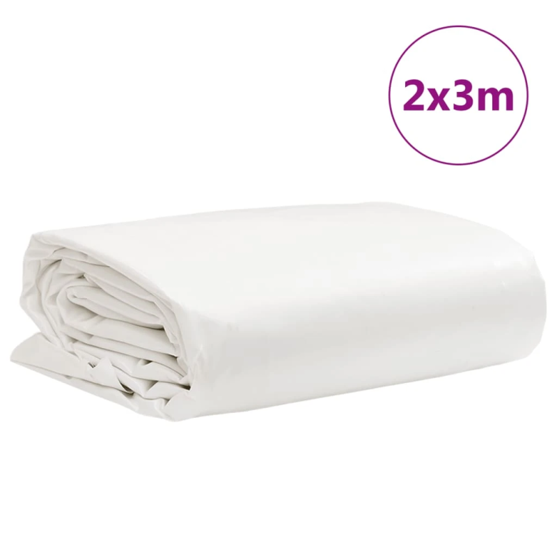 vidaXL brezenta pārklājs, balts, 2x3 m, 650 g-m²