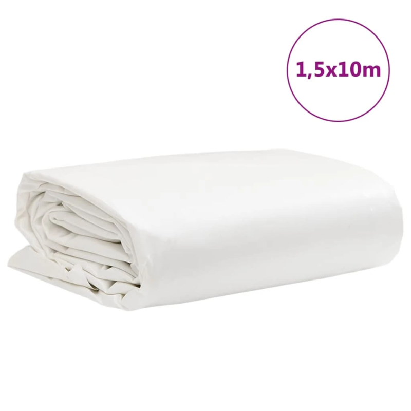 vidaXL brezenta pārklājs, balts, 1,5x10 m, 650 g-m²