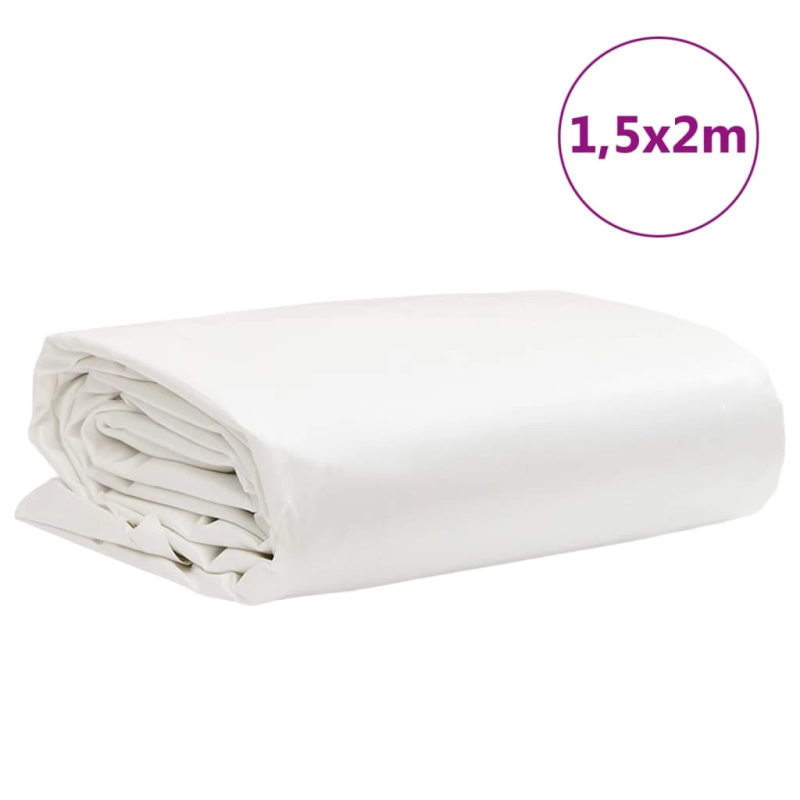 vidaXL brezenta pārklājs, balts, 1,5x2 m, 650 g-m²