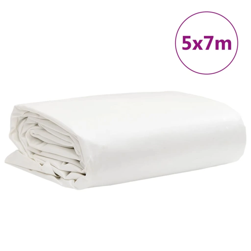 vidaXL brezenta pārklājs, balts, 5x7 m, 650 g-m²