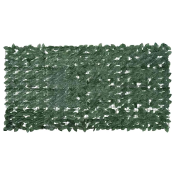 vidaXL balkona aizslietnis ar tumši zaļām lapām, 200x100 cm