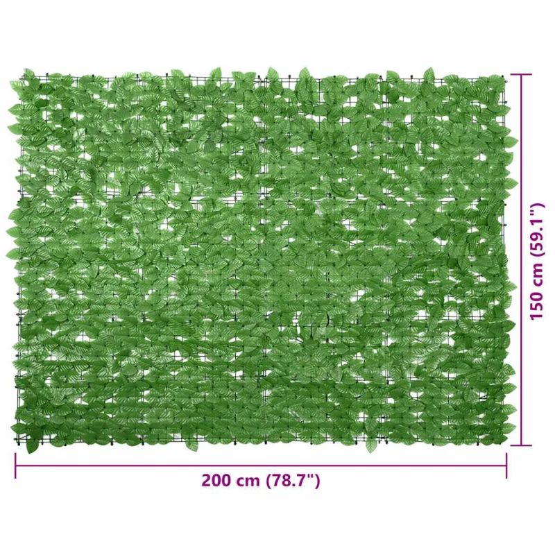 vidaXL balkona aizslietnis ar zaļām lapām, 200x150 cm