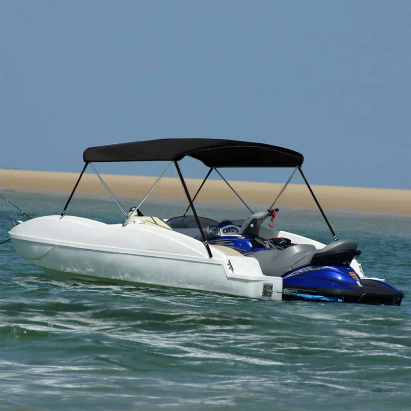 vidaXL divloku motorlaivas jumts, melna, 180x150x110 cm
